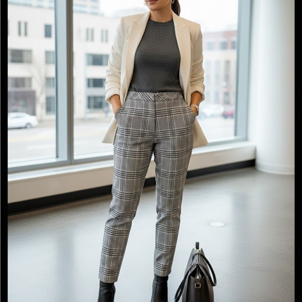 H&M Women's Gray Plaid Pants Size 4
